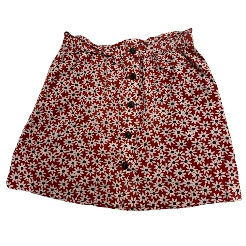 Madewell Rust Floral Button Front Mini Skirt Womens Medium Pockets